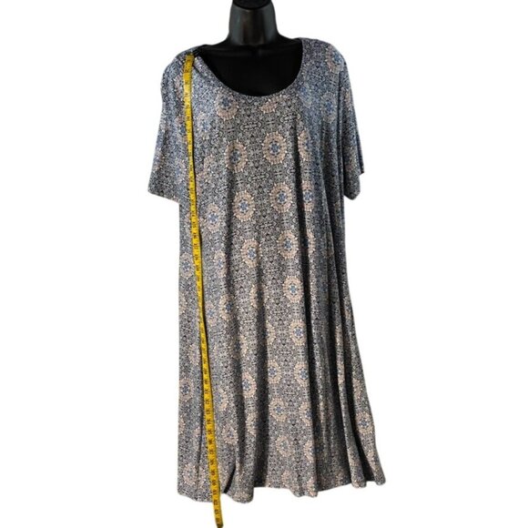 Premise Dresses Womens Floral Geometric Short Sleeve A-Line Dress 2X Rayon/Spand - Picture 2 of 6